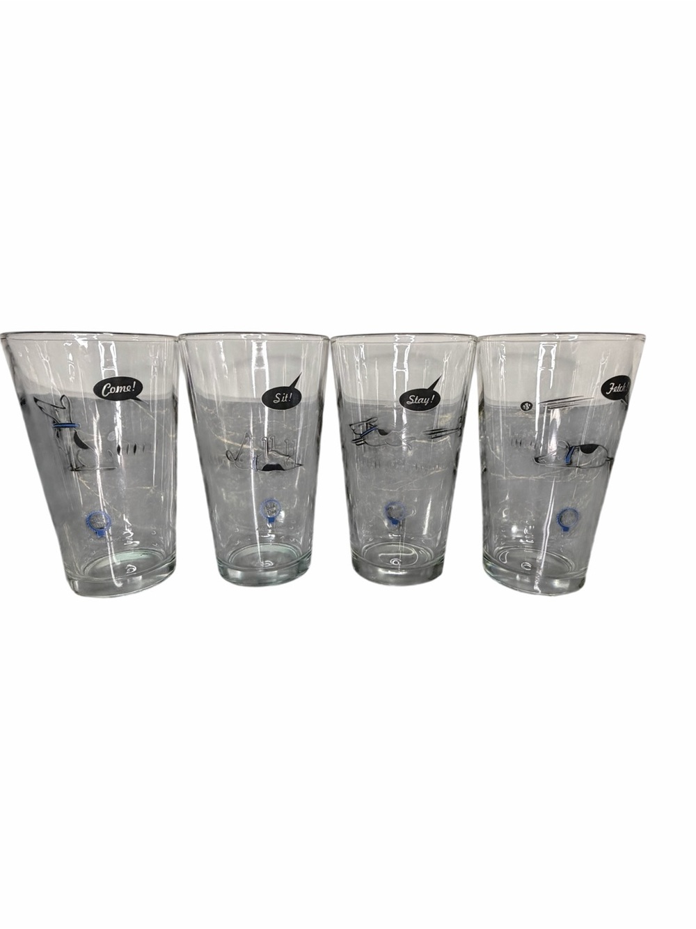 Uncommon Goods Bad Dog Set of 4 Pint Glasses Come Sit Stay Fetch